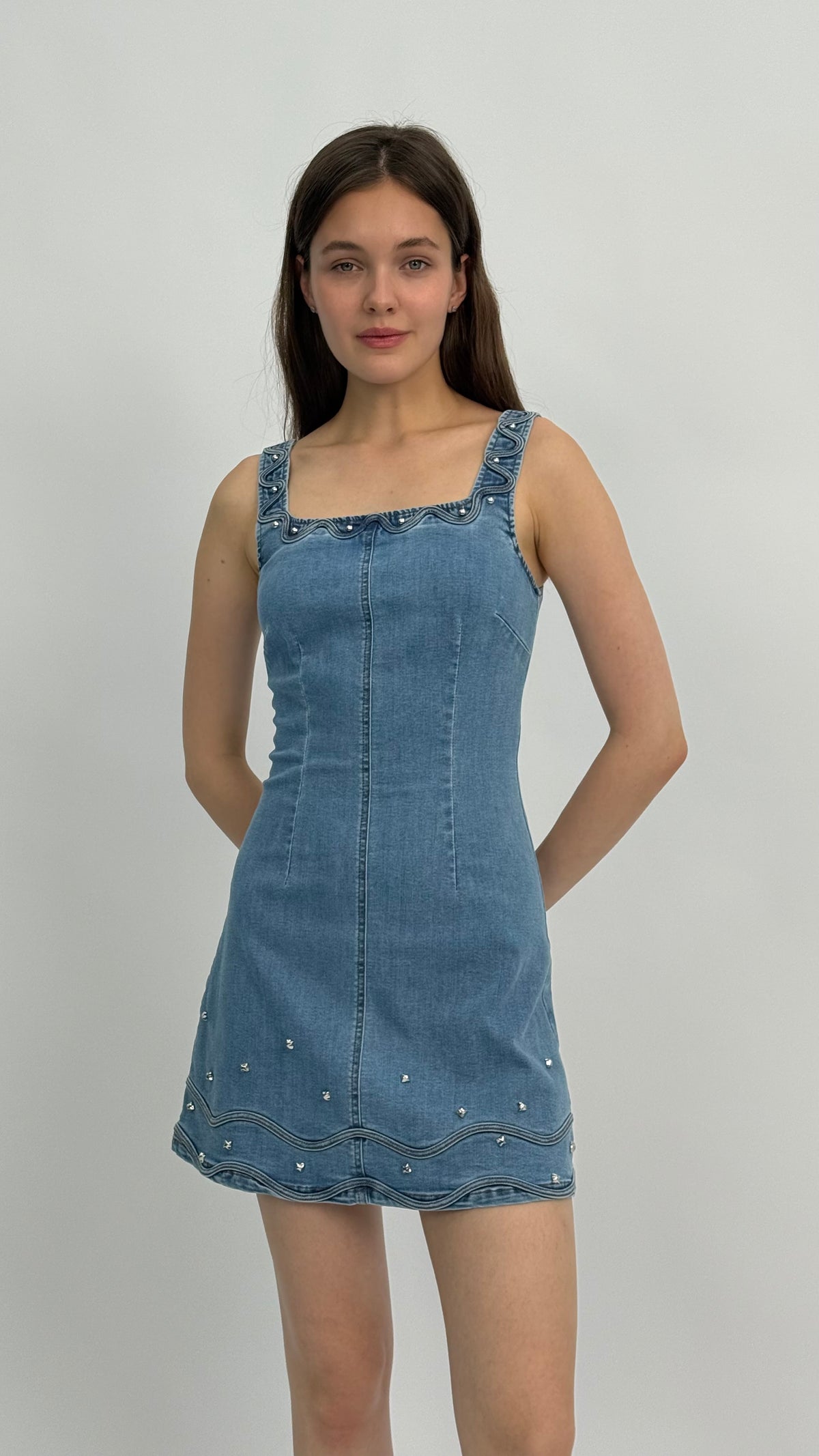 Callie Embellished Denim Dress