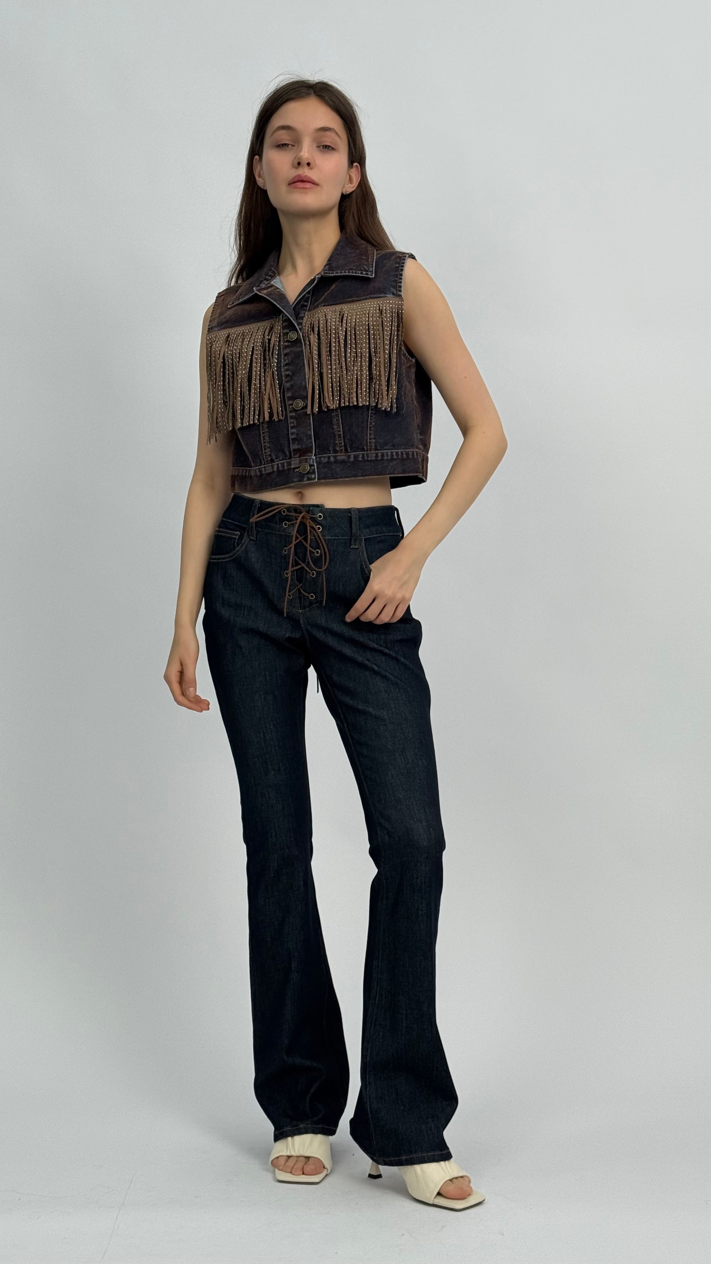 Destiny Lace-Up Dark Wash Denim