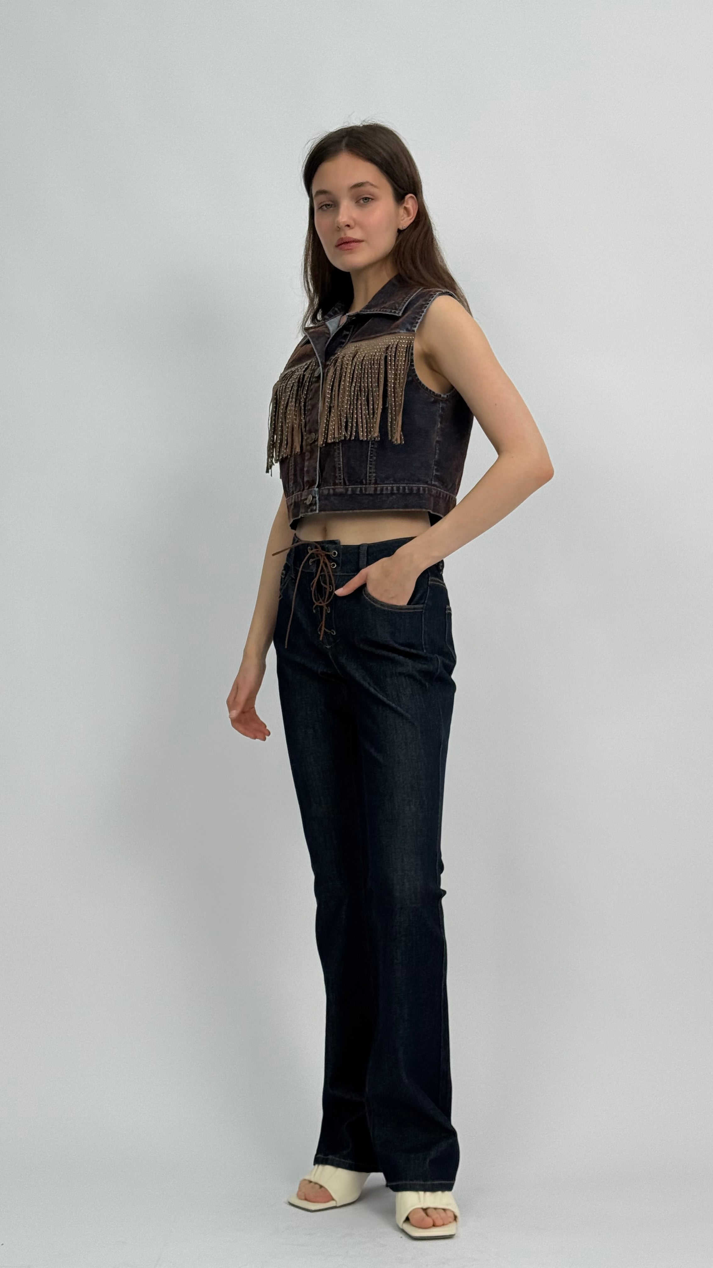 Destiny Lace-Up Dark Wash Denim