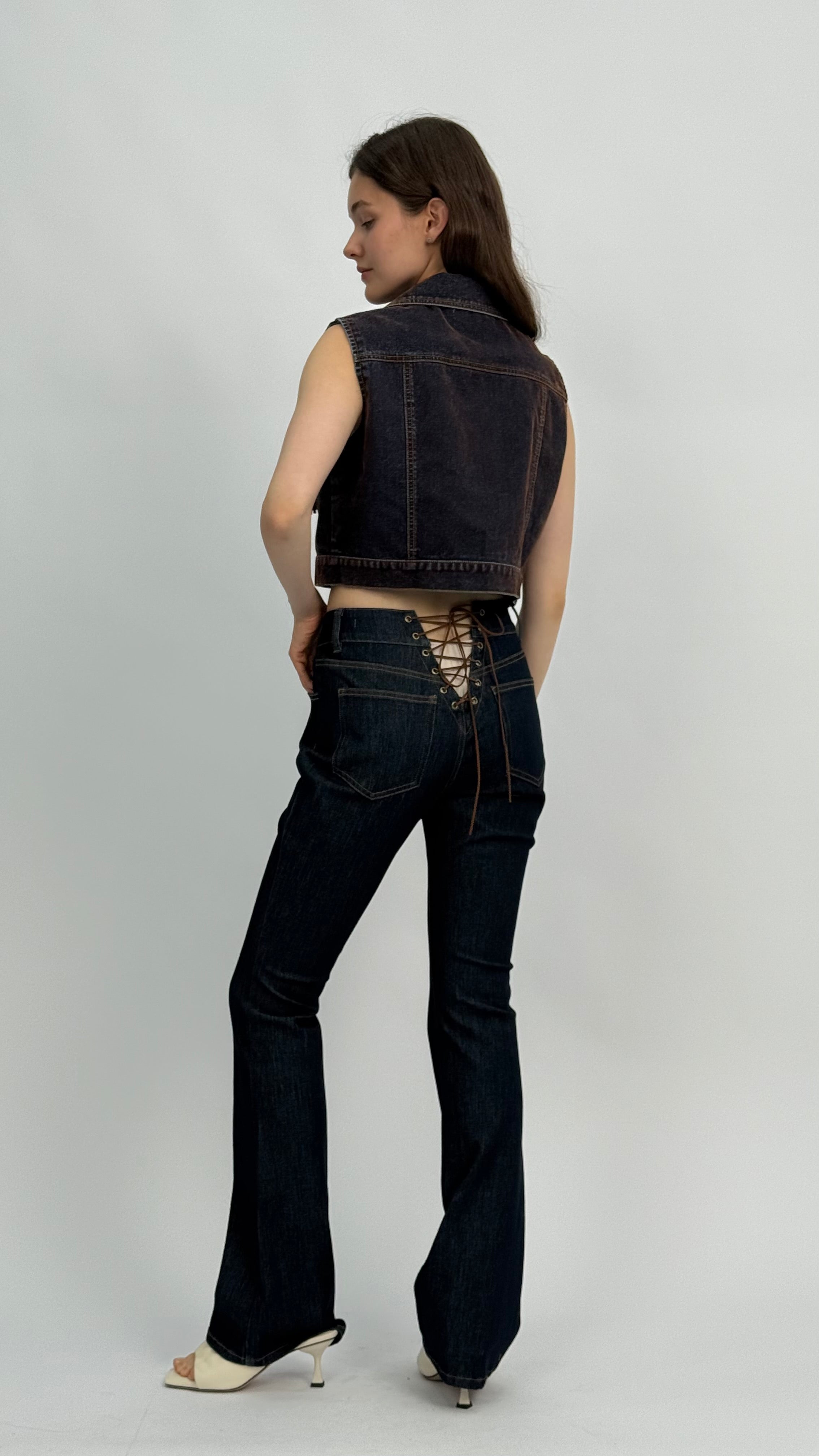 Destiny Lace-Up Dark Wash Denim