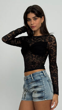 Gia Black Lace Top