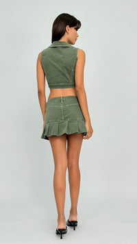 Mari Olive Denim Skirt