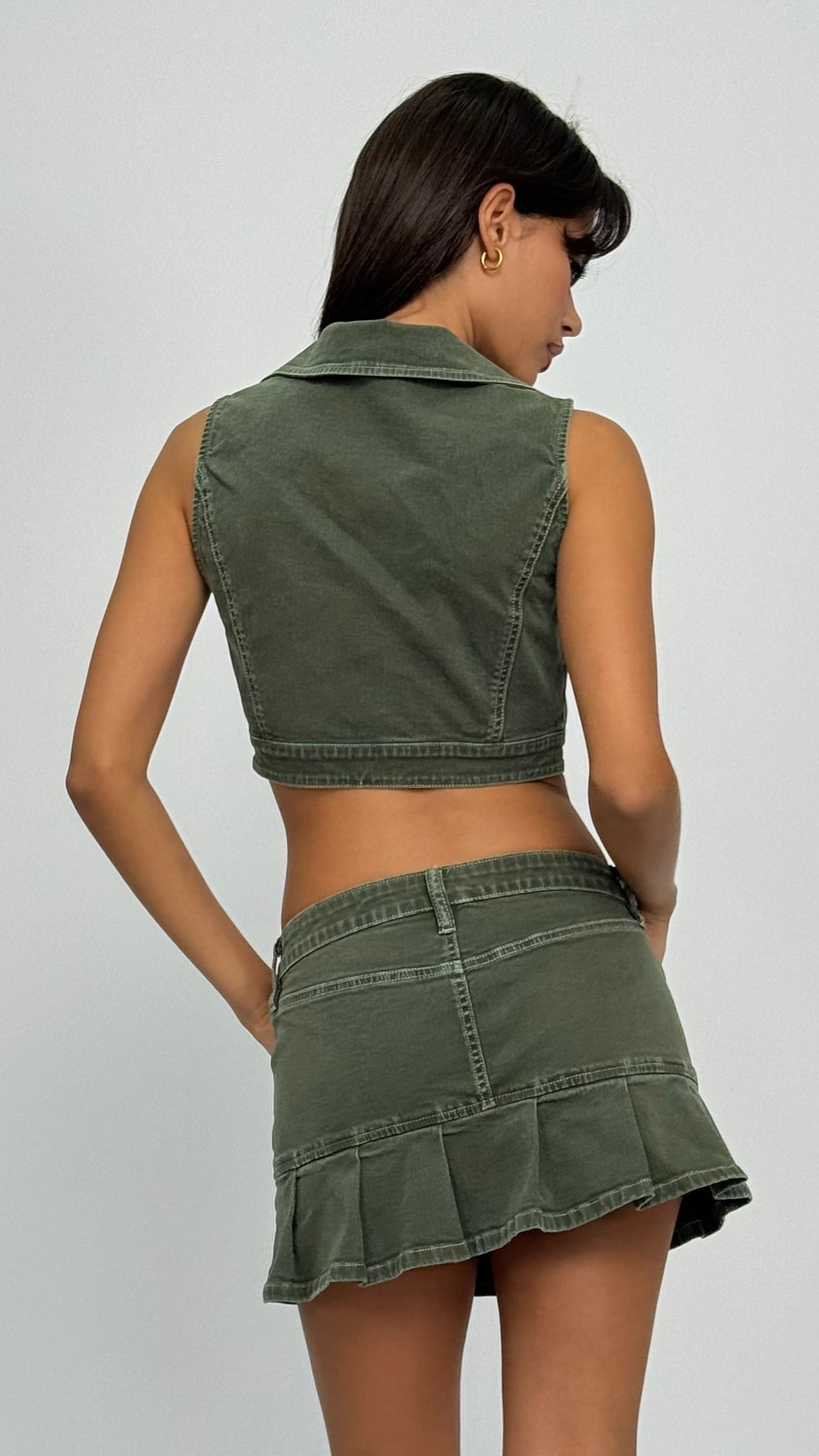 Mari Olive Denim Top