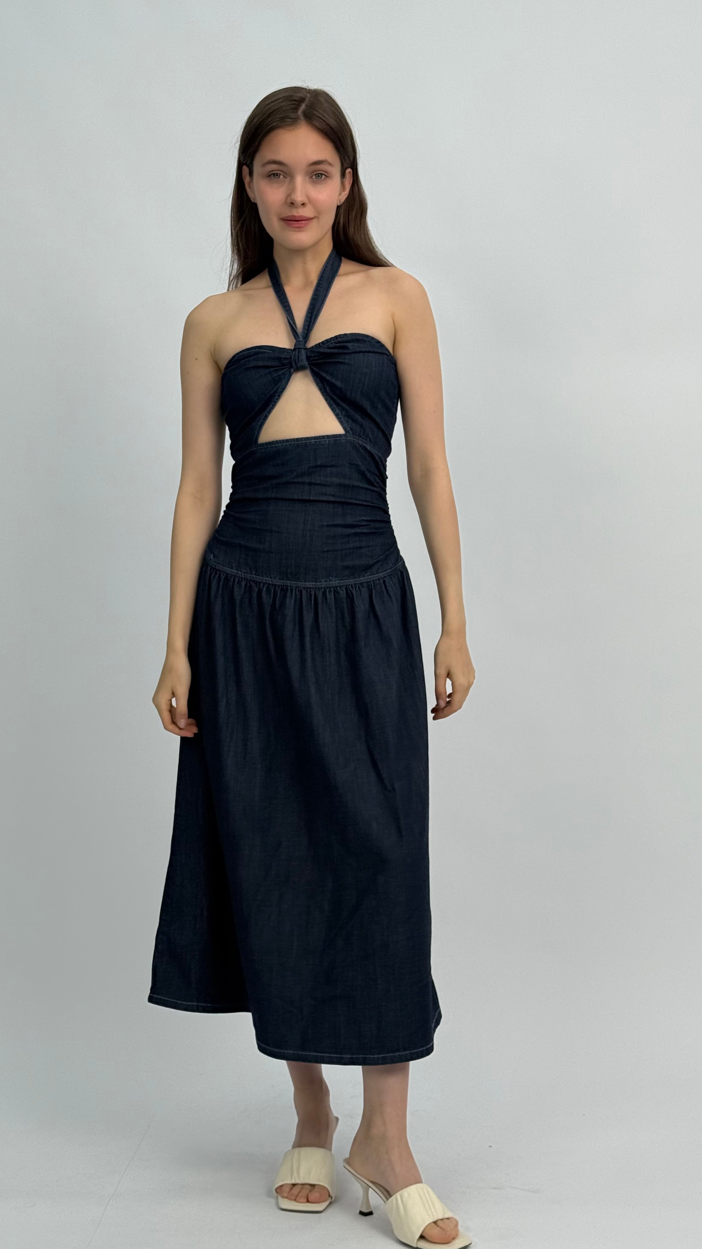 Esther Denim Halter Dress