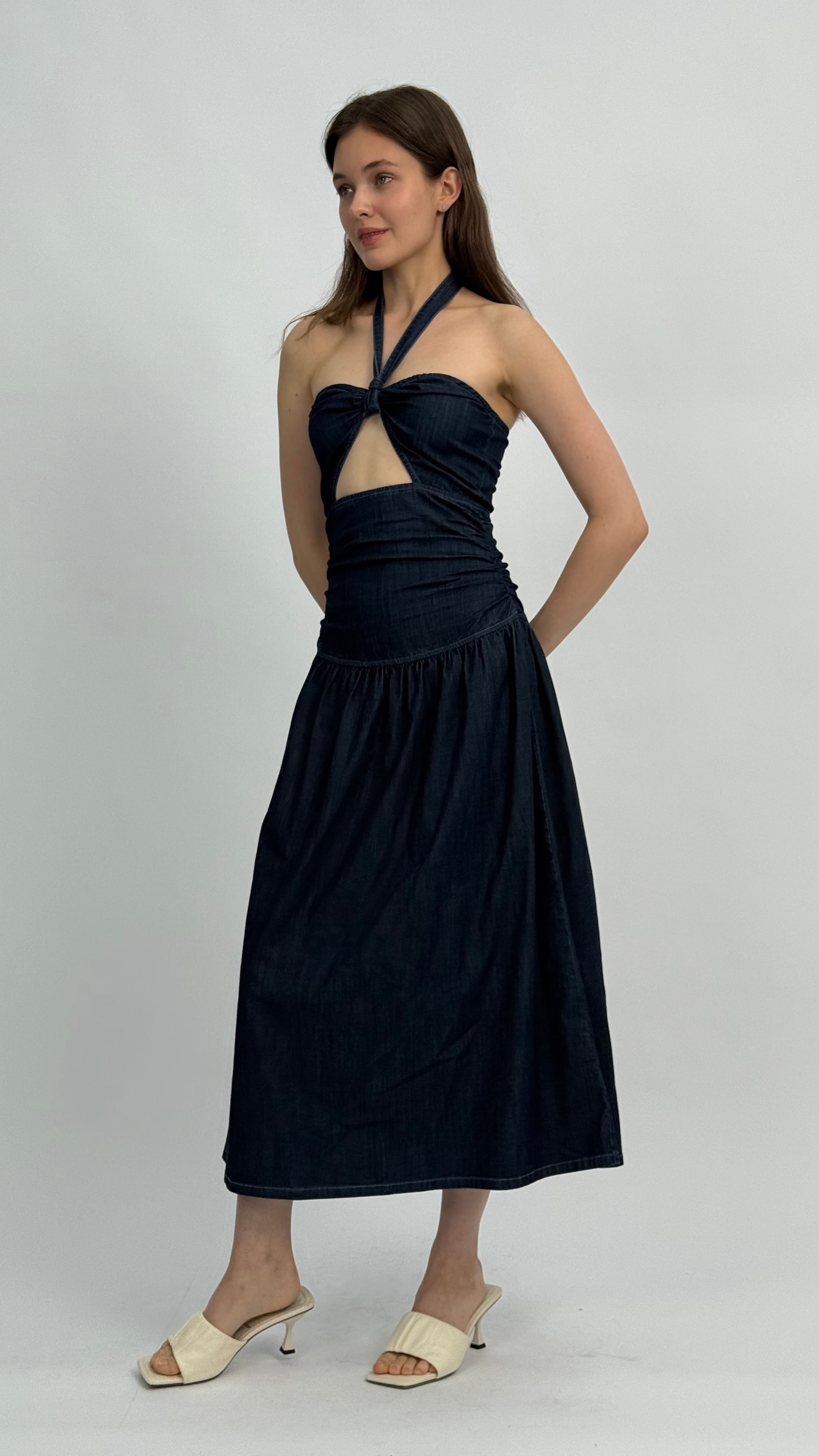 Esther Denim Halter Dress