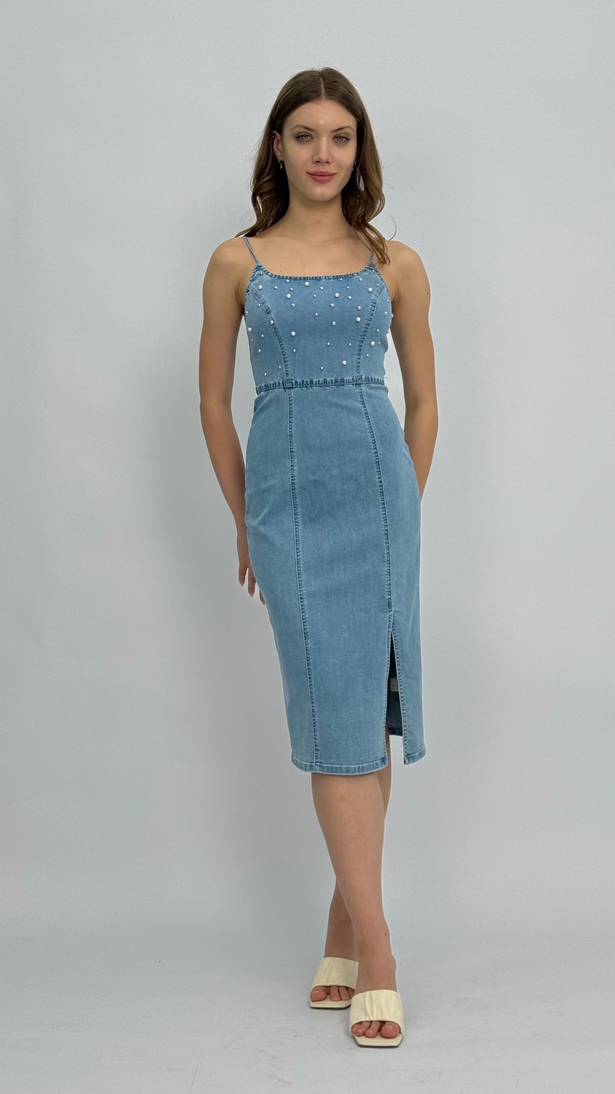 Karla Studded Denim Dress – MEBON