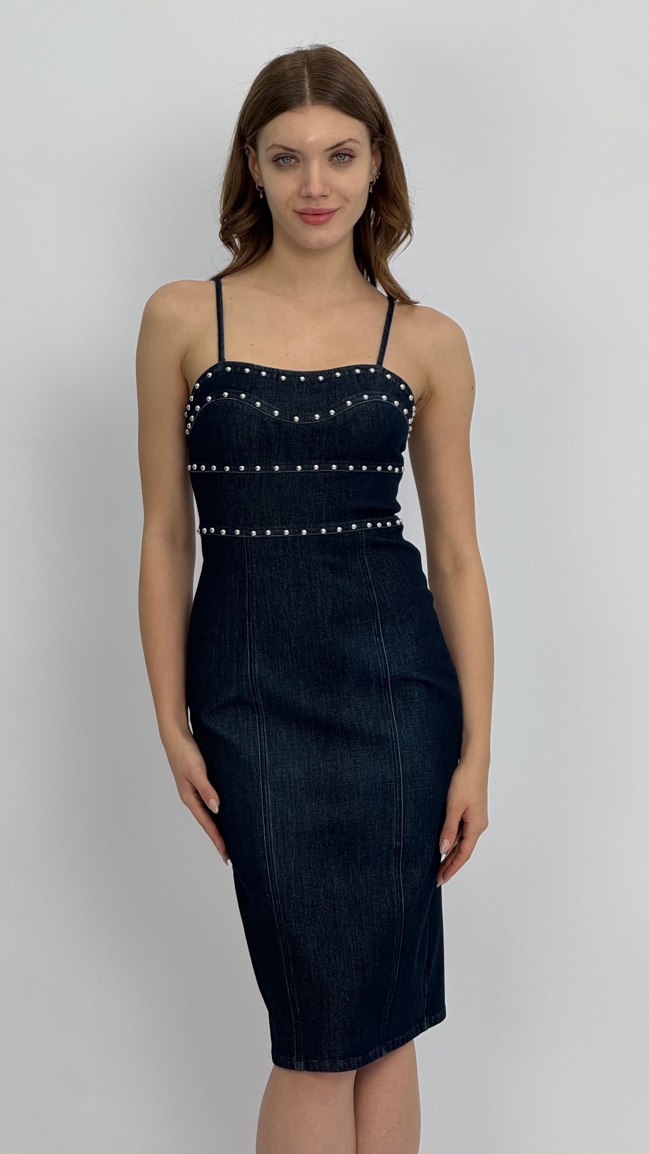 Sam Studded Denim Midi Dress