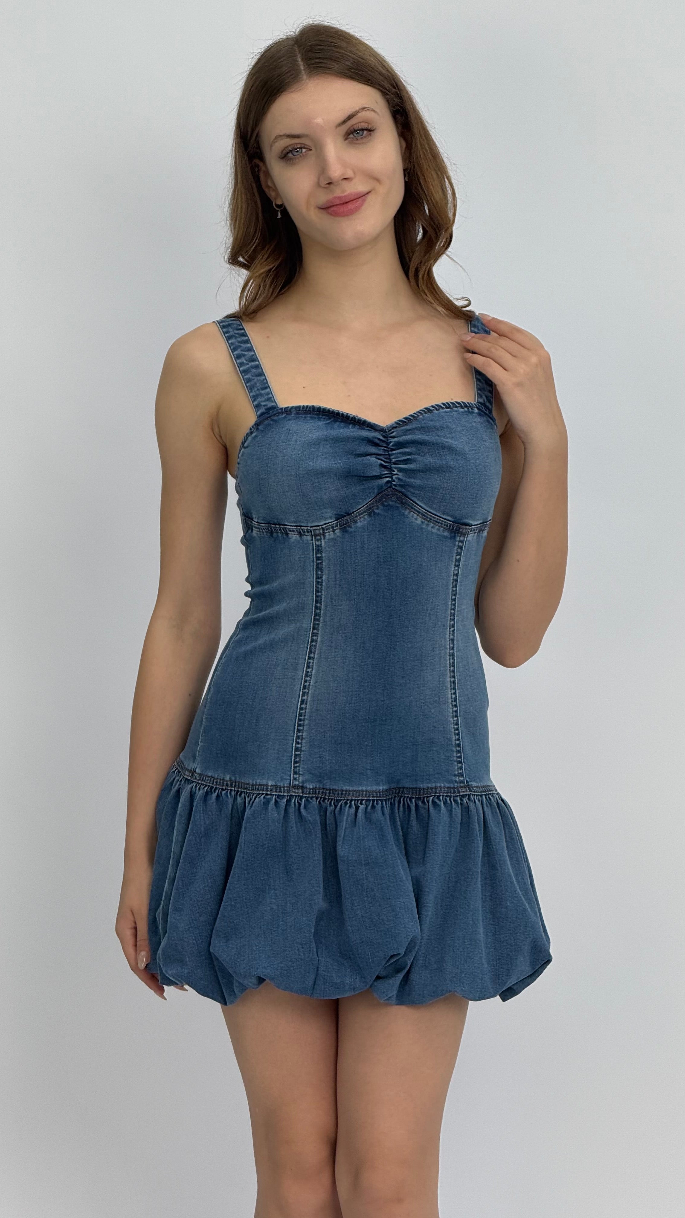 Sophie Denim Bubble Mini Dress