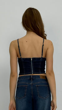 Mel Studded Crop Denim Top