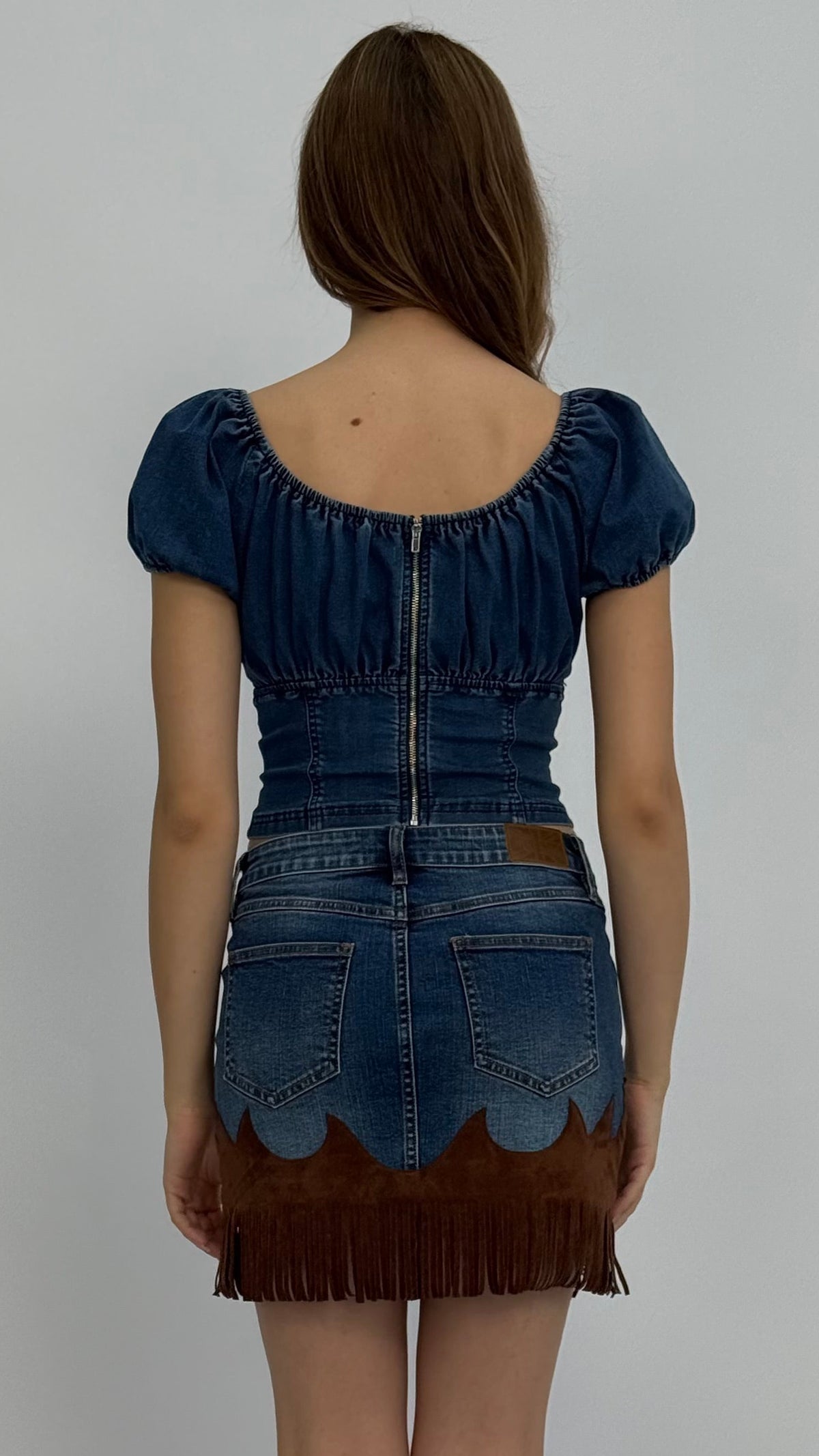 Amanda Puff Sleeve Denim Top