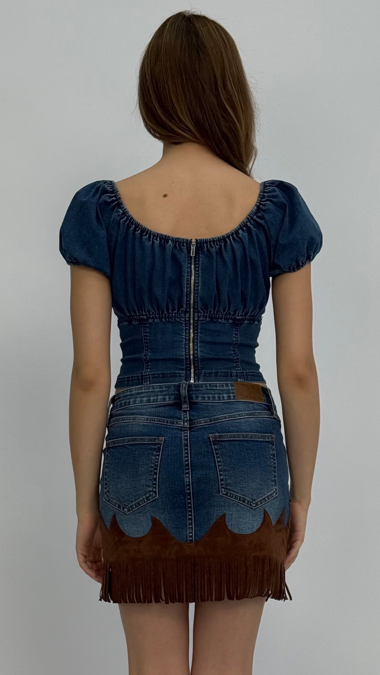 Amanda Puff Sleeve Denim Top