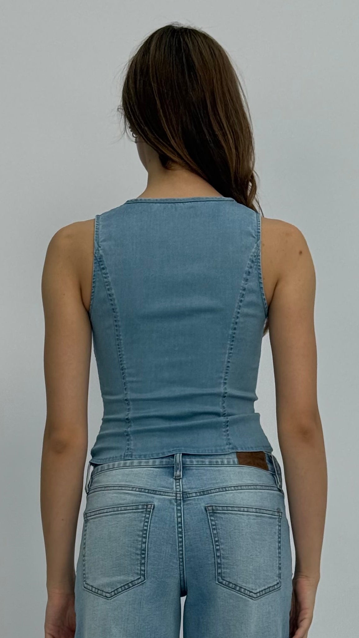 Jasmine Denim Cutout Top