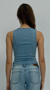 Jasmine Denim Cutout Top