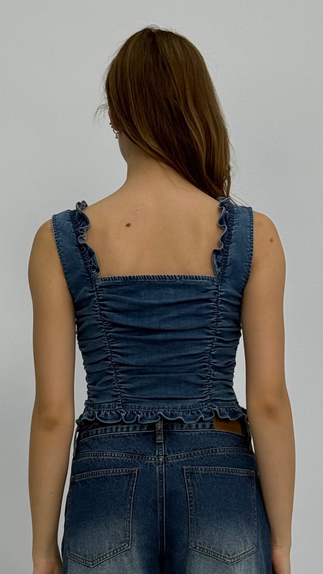 Cynthia Ruched Denim Top