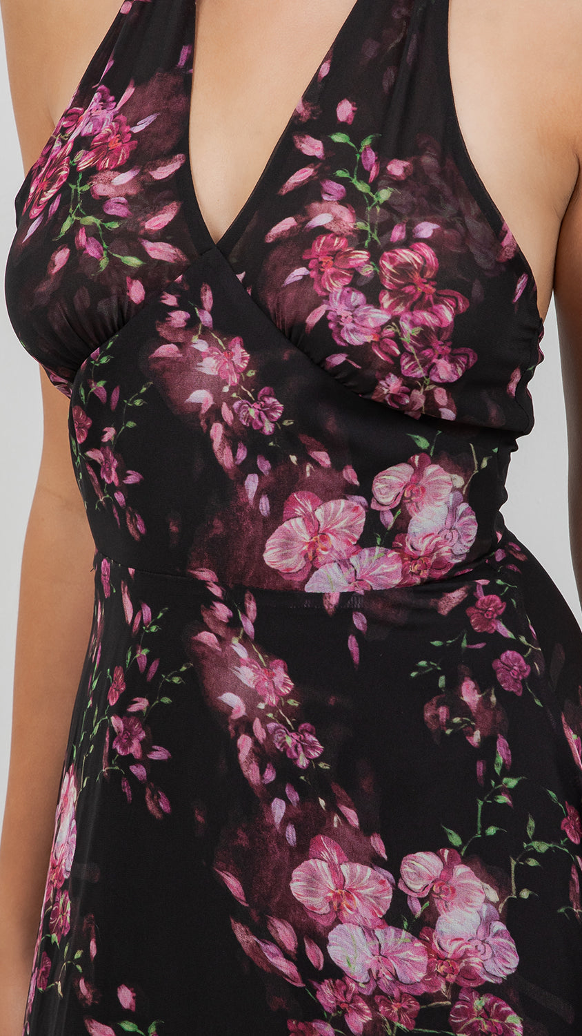 Victoria Floral Halter Dress