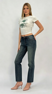 Eva Mid Rise Straight Leg Jeans