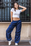 Low rise parachute pants