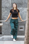 Low rise parachute pants