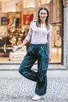 Low rise parachute pants